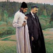 Mikhail Nesterov Philosophers depicts Symbolist thinkers Pavel Florensky and Sergei Bulgakov oil painting picture wholesale
